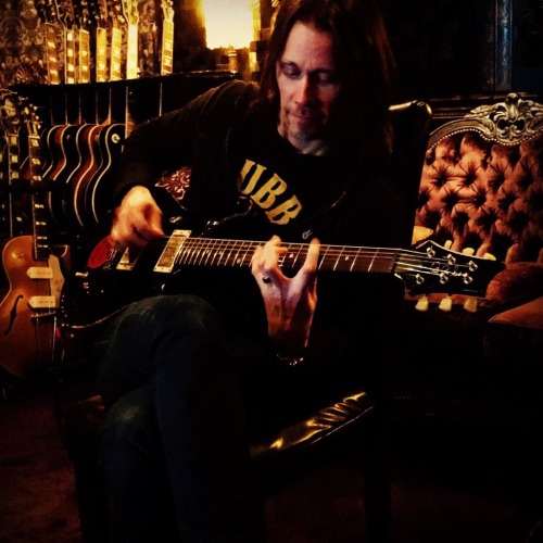Myles tracking guitars for Alter Bridge new record. Photos by Elvis Baskette