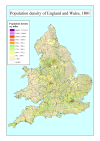 Population Density Map of England and Wales, 1801.
[[MORE]]Set of maps produced by Cambridge University outlining the changes in population density in 1801, 1851 and 1891 in England and Wales by quasi-parish, a period in which population increased...