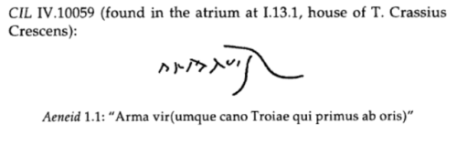 gardenvarietycrime: Graffiti of the opening line of the Aeneid from Pompeii (x) bonus: