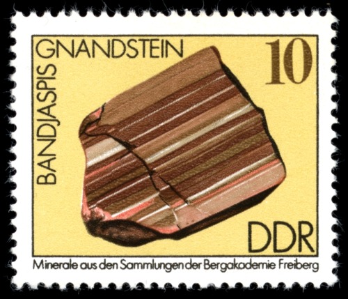 Lothar Grünewald, stamp set “Mineralogy”, 1974. Collection Bergakademie Freiberg. Via wiki