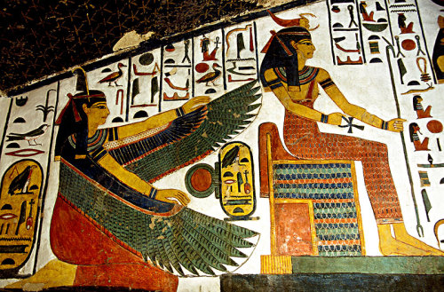 Egyptian Goddesses Ma'at and SerketThese depictions of mythological deities were painted in the Tomb
