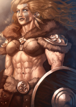 musclegirlart: janrockart: Mjoll the Lioness from Elder Scrolls V Skyrim. Finally appropriately ripped.(I know she uses two-handed, but the shield completes the composition, sort of)Slightly bigger on DeviantArt Dat abs 