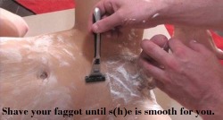 faggotlover:  Then watch her dress exactly to Daddy’s instructions….turning into a total faggot cum-dump toy for his indulgence….. 