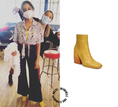 Who: Heather Hemmes as Maria DeLucaWhat: Circus By Sam Edelman Palmina Booties In Dijon Yellow Snake