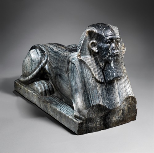 The 12th Dynasty pharaoh Senwosret III (r. 1878-1839 BCE) as a sphinx.  Thought to have come from Ka