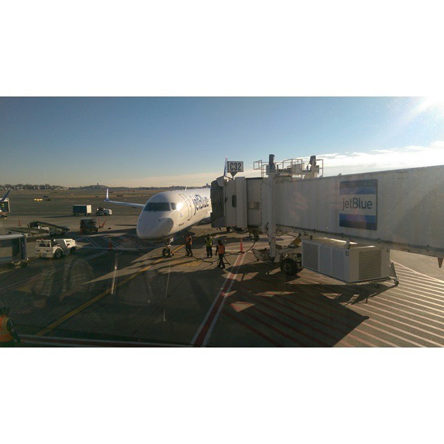Plane is here (at Jetblue Terminal Gate C32 - Boston Logan International Airport)