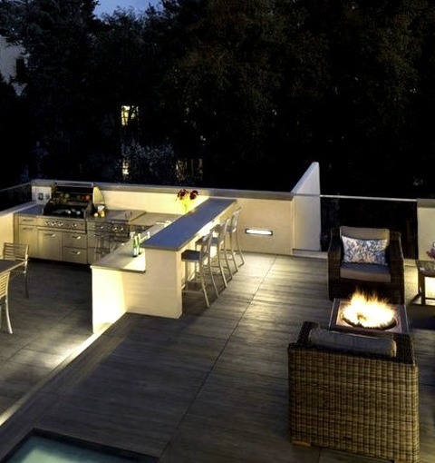 Deck San FranciscoMid-sized Contemporary Rooftop Outdoor Kitchen Deck Idea With No Cover For The Outdoor