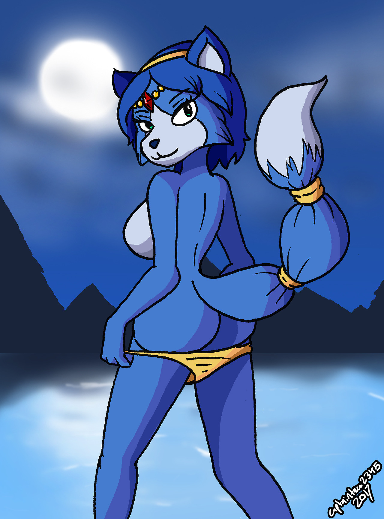 I did this portrait of Krystal from Star Fox, but I liked it so much I added a background.
