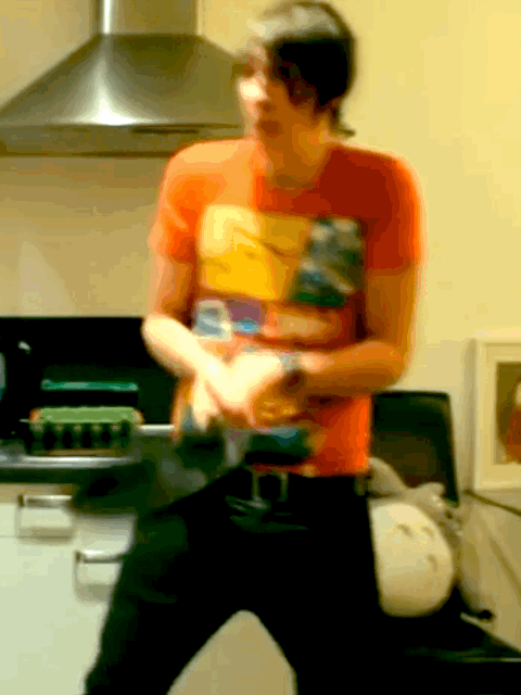 Dan being attacked by a pancake