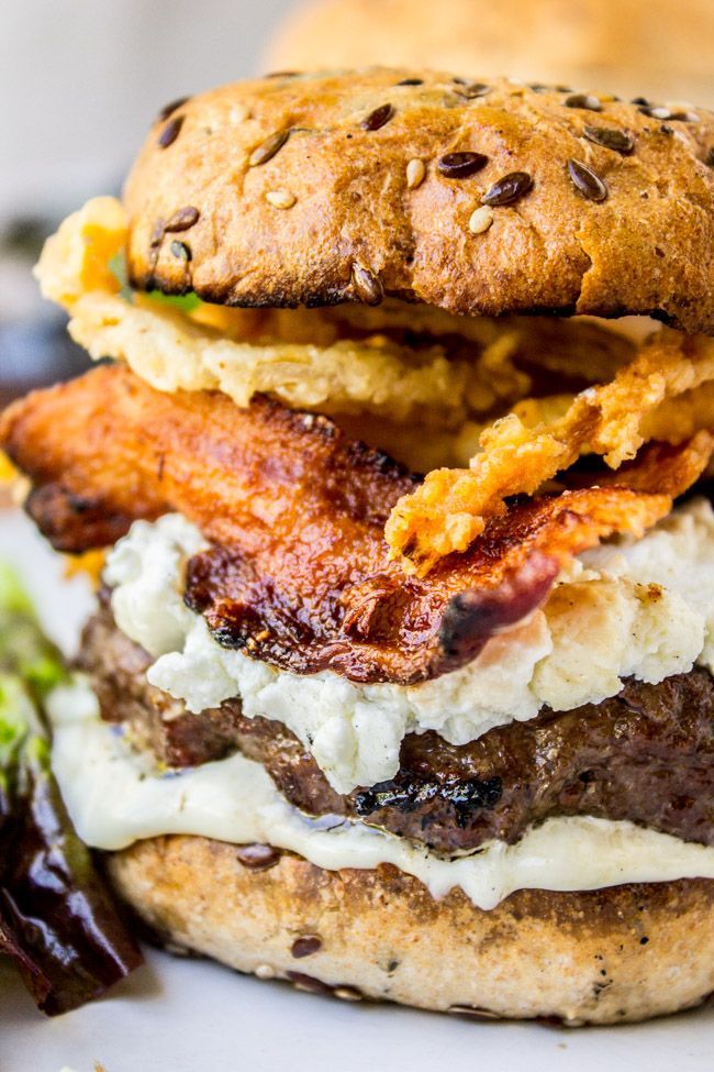 Bacon and Goat Cheese Aioli Burger with Crispy... INTENSE FOOD CRAVINGS