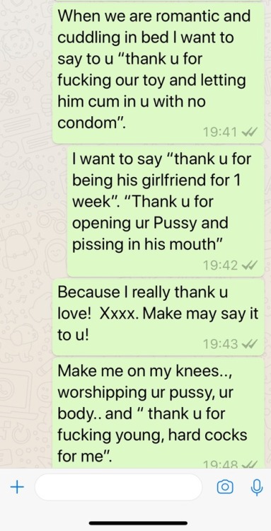 A couple of messages I sent to my hot Asian girl. Thanking her for being such a bad, naughty, hot se