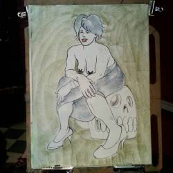 Drawing at Dr. Sketchy’s! Thanks Fonda!