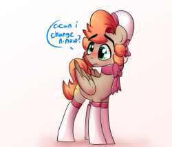 pega-pony-art:This is what happens when the mare scout ponies captured a colt scout and takes them to the mare scout academy.   They put the stallions in mare uniforms and take pictures to make fun of the Colts.   And woopsy is always getting captured