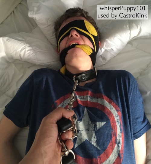 castrokink:  Once blindfolded and gagged with my socks, @whisperpup surrendered to me. 