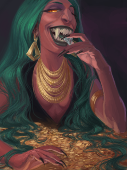platinumhell:  Cidrel loves to eat jewels… drawn on paintberri! follow me there! &lt;3 