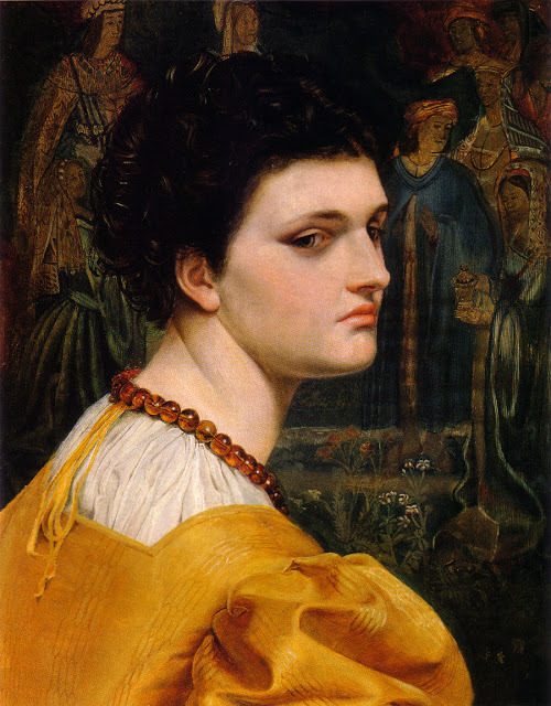 Lady in a Yellow Dress (c. 1870) painted by Emma Sandys.