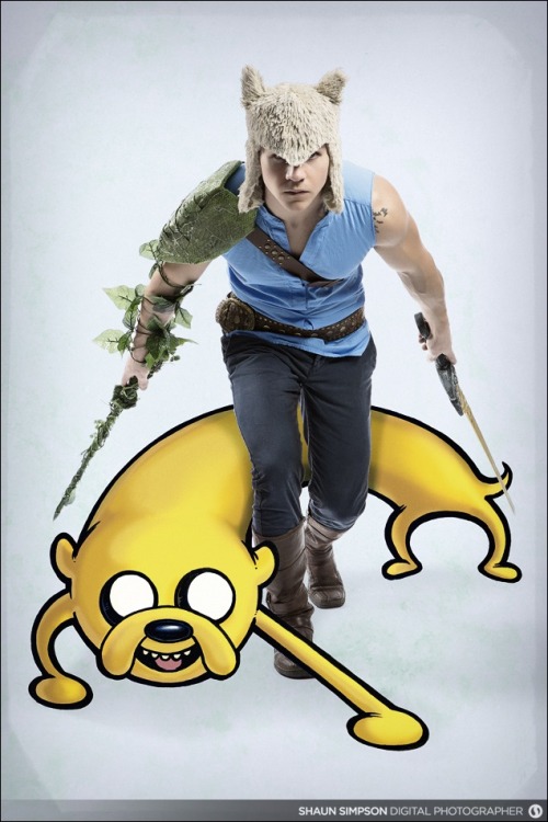 jineish:  Recently, I got the chance to collaborate with my partner, Shaun Simpson on this little triptych, starring the  almighty Mike Hamm. My contribution was drawing Jake the Dog.  Shaun is an awesome photographer and you should check out his work