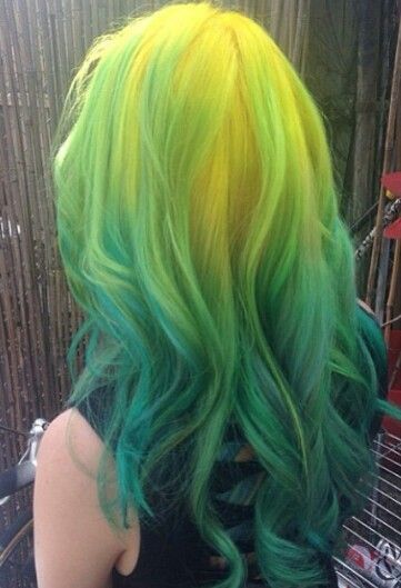 Porn photo color-head:Green and yellow hair!