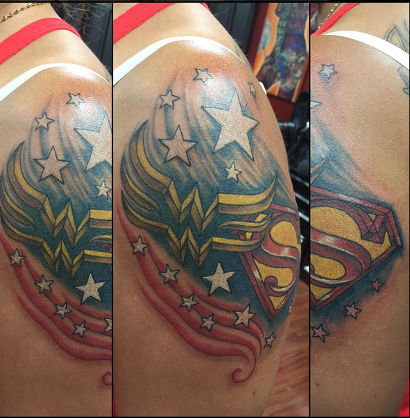 Hell Yeah Superman-n-Wonder Woman • Super tattoo today #superman  #wonderwoman ...