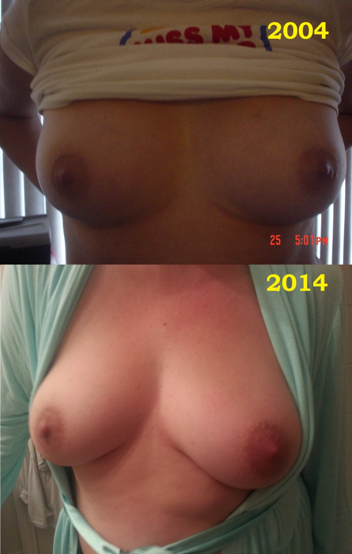 joeslibrary:  sharingwifefl:  my milf wife’s boobs, ten years and two kids apart…which