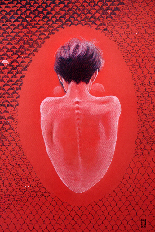 Antonella Montes aka Lantomo (Italian, based Beijing, China) - 1: Red I, 2014, Pencil, Pastels and B