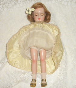 hazedolly: Arranbee’s “Debuteen” doll, circa 1940s, composition with human hair.  Photo credit: eBay seller id thesewingdoll 