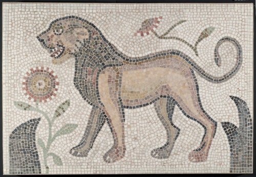 Roman lion mosaic, 600s CE and Greek lion head spout, 400s BCEwww.brooklynmuseum.org/opencoll