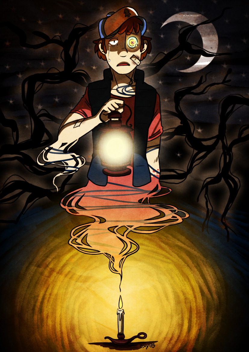 oxytrezart:Every forest have secrets. Lantern bearer!Dipper and Possessed by Bill!Wirt