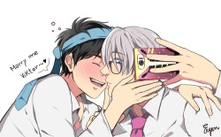 eryen-art:  Drunk Viktor VS drunk Yuuri (¬‿¬)Instagram: https://www.instagram.com/eryen_art/Facebook: