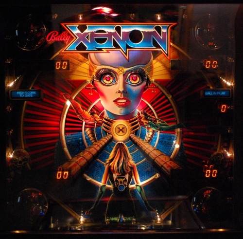 talesfromweirdland:The world of 1970s pinball art.Xenon (1980), with its seductive female voice, a n