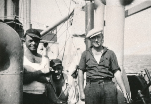 3 crew members of the S/S VIOLA, (shipping company D/S Torm) in Casablanca,1941. From the left: