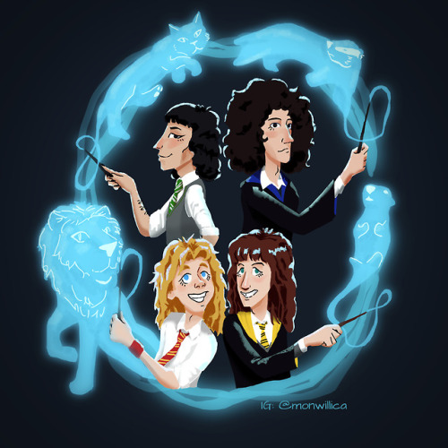 Queen Boys As Hogwarts Students With Their Patronuses!