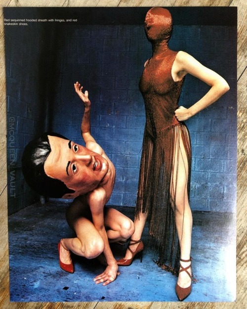 AW ‘98 “Joan” hooded bugle-bead sheath dress with fringe and red snakeskin shoes @david_lachapelle f