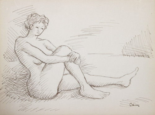 Laurent Marcel Salinas (Egyptian/French, 1913 - 2010)Seated Nude, ca. 1951