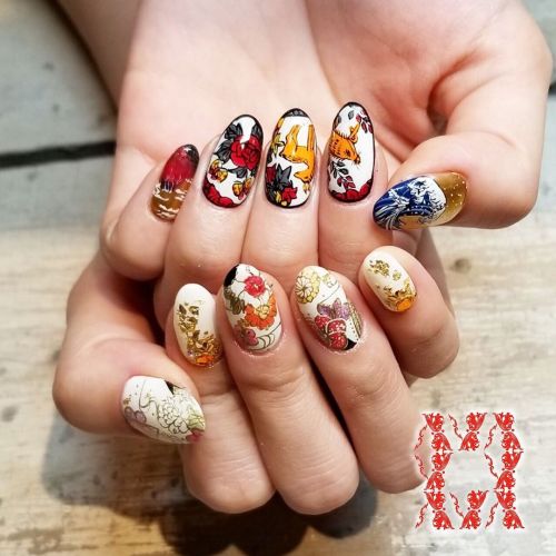 Japanese style nail arts！Produced by @nailsalonavarice_harajuku Call us for appointments!!(+81)3-643