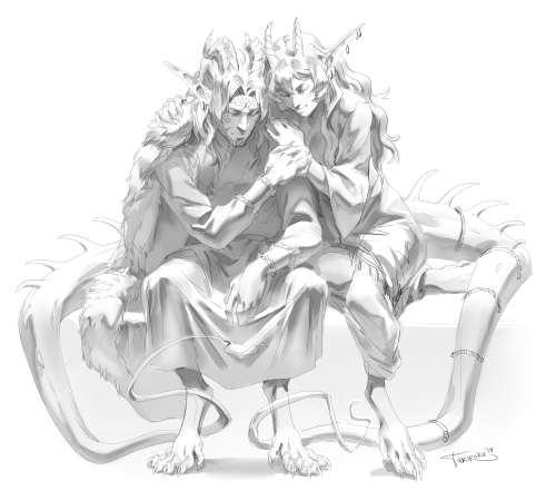 sketch-commissions i did for @whitemantis &lt;3Twins Vygo and Indrys