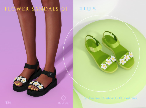 jius-sims:Flower & Butterfly Collection Part II [Jius] Flower Sandals 01 10 swatchesSuitable for