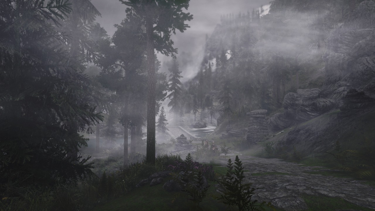 belmontswhip:  foggy path to Windhelm 