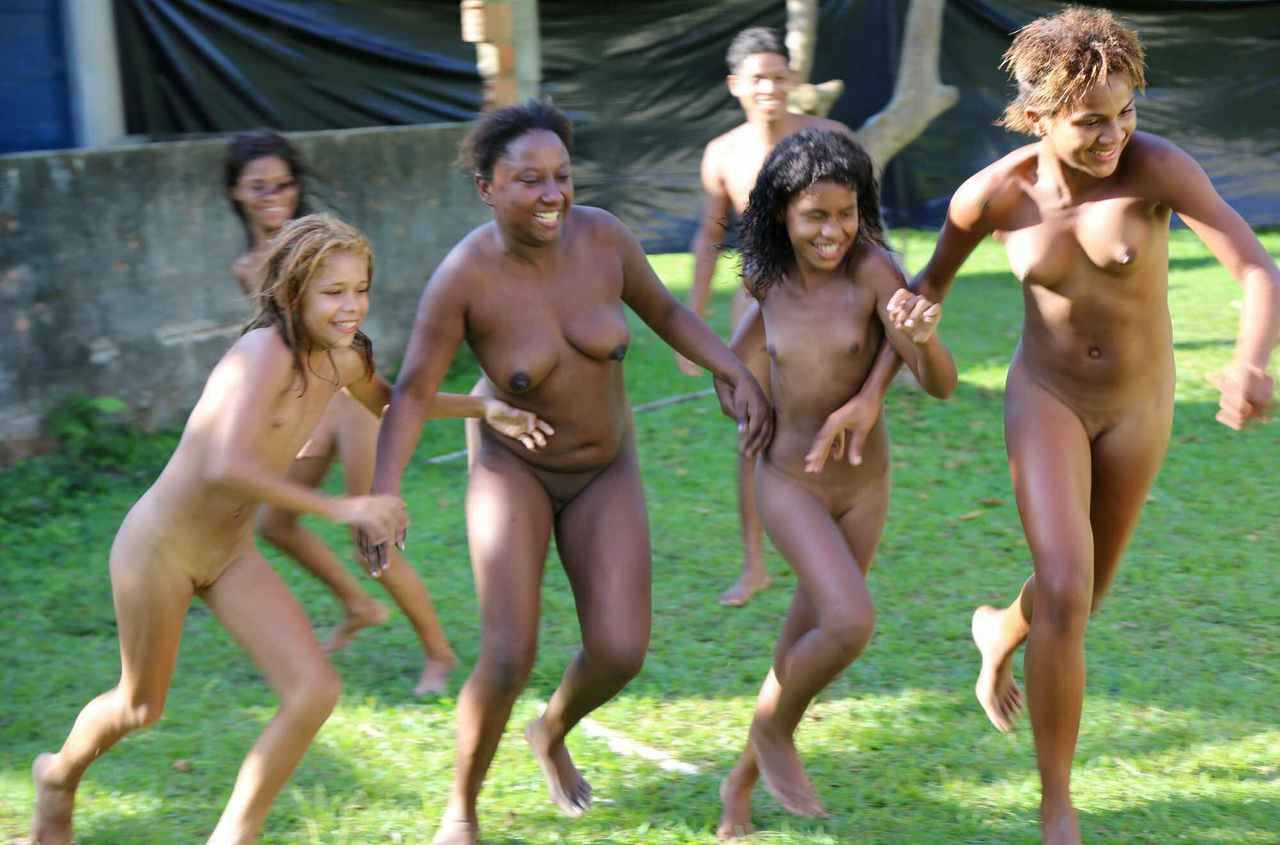 Nude girls on tropical island
