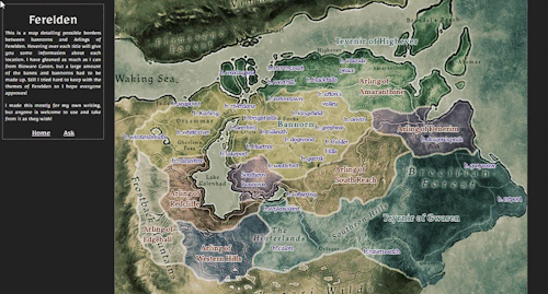 thesxmmersword:                             DYNAMIC MAP OF FERELDENIn my efforts to expand the Lore 