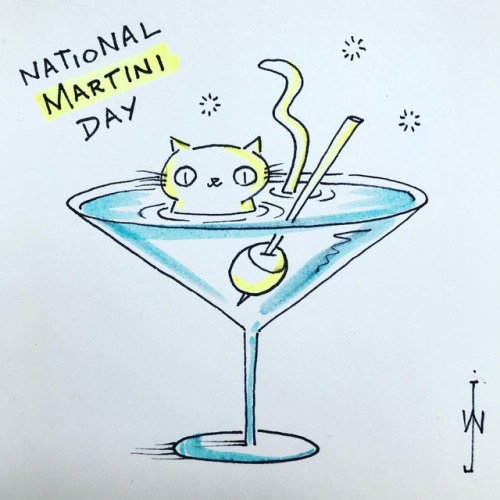 Did ya know today is #nationalmartiniday ?? I didn’t. #excusestodrink #kitty #cat #doodle #drawing #
