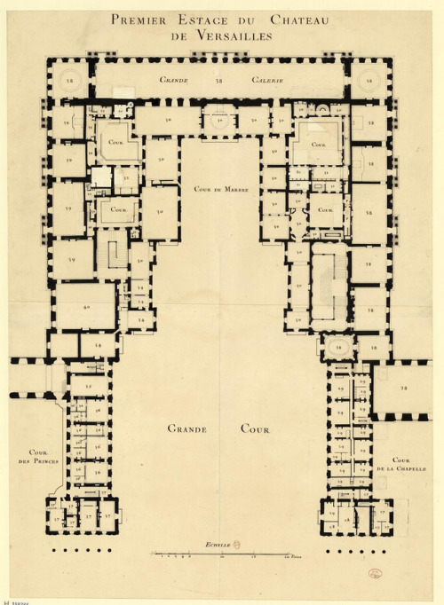 archimaps: Partial floor plan of the second floor of the Chateau de Versailles, France