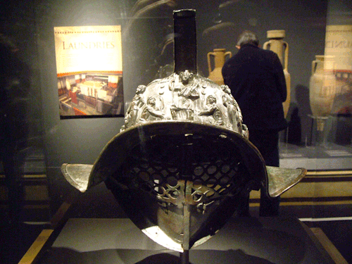 museum-of-artifacts:Gladiator helmet found at Pompeii, 79 AD