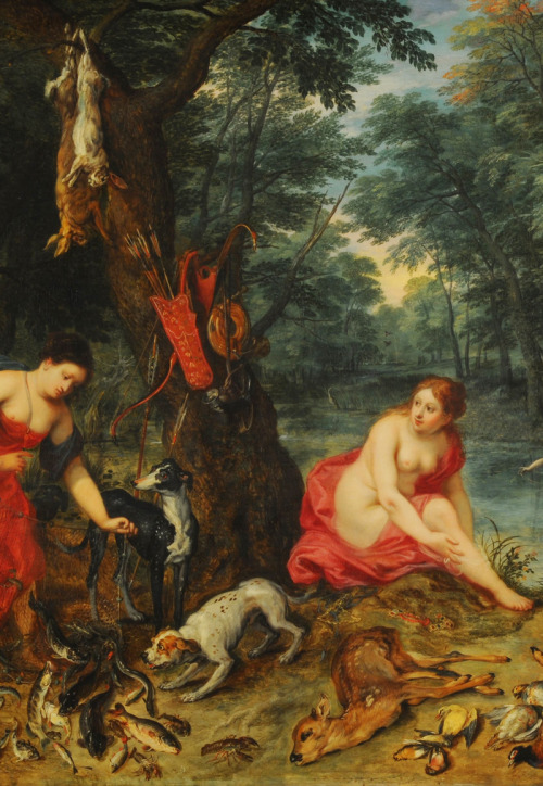 jaded-mandarin:Jan Brueghel the Elder. Detail from Diana and the Nymphs returning from the Hunt, 162