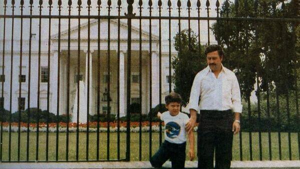 yungraregoddess:  sirdel:  Notorious drug lord Pablo Escobar and his son in front