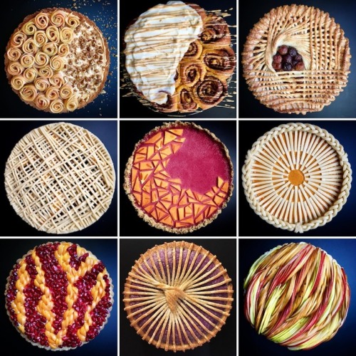 linuxthegeek:  archiemcphee:  Today we’re brunching on some of the most intricate and beautiful fruit pies we’ve ever seen. Seattle-based home baker Lauren Ko arranges long, thin strips of dough, finely sliced fruits, and nuts into complex lattices