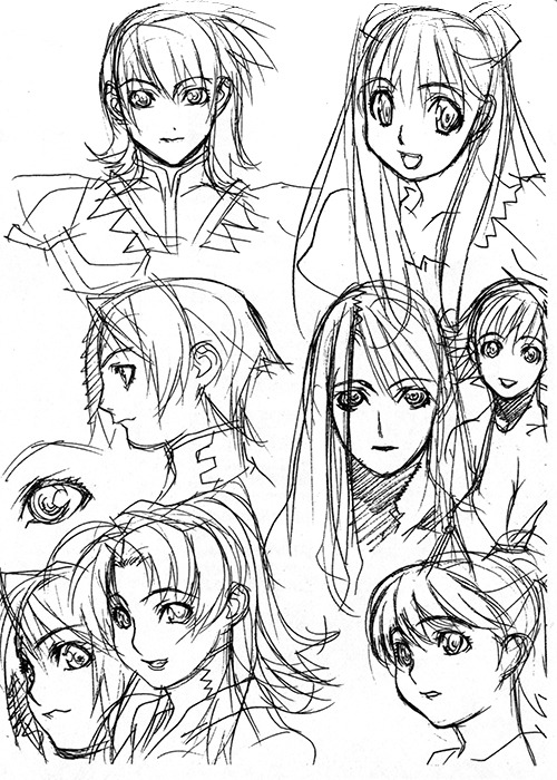 artbooksnat:  Rough sketches by Uno Makoto in a Studio Xebec doujinshi. Uno Makoto