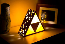 wickedclothes:  Legend Of Zelda Triforce Lamp The Triforce, representing power, courage, and wisdom, is a sacred force which much be protected from evil. This triforce lamp works as a desk lamp as well as a hanging lamp. Keep this sacred source of power