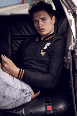 meninvogue:  Ansel Elgort photographed by Mark Squires for Wonderland magazine. Ansel wears Top Louis Vuitton, jeans Tommy Jeans