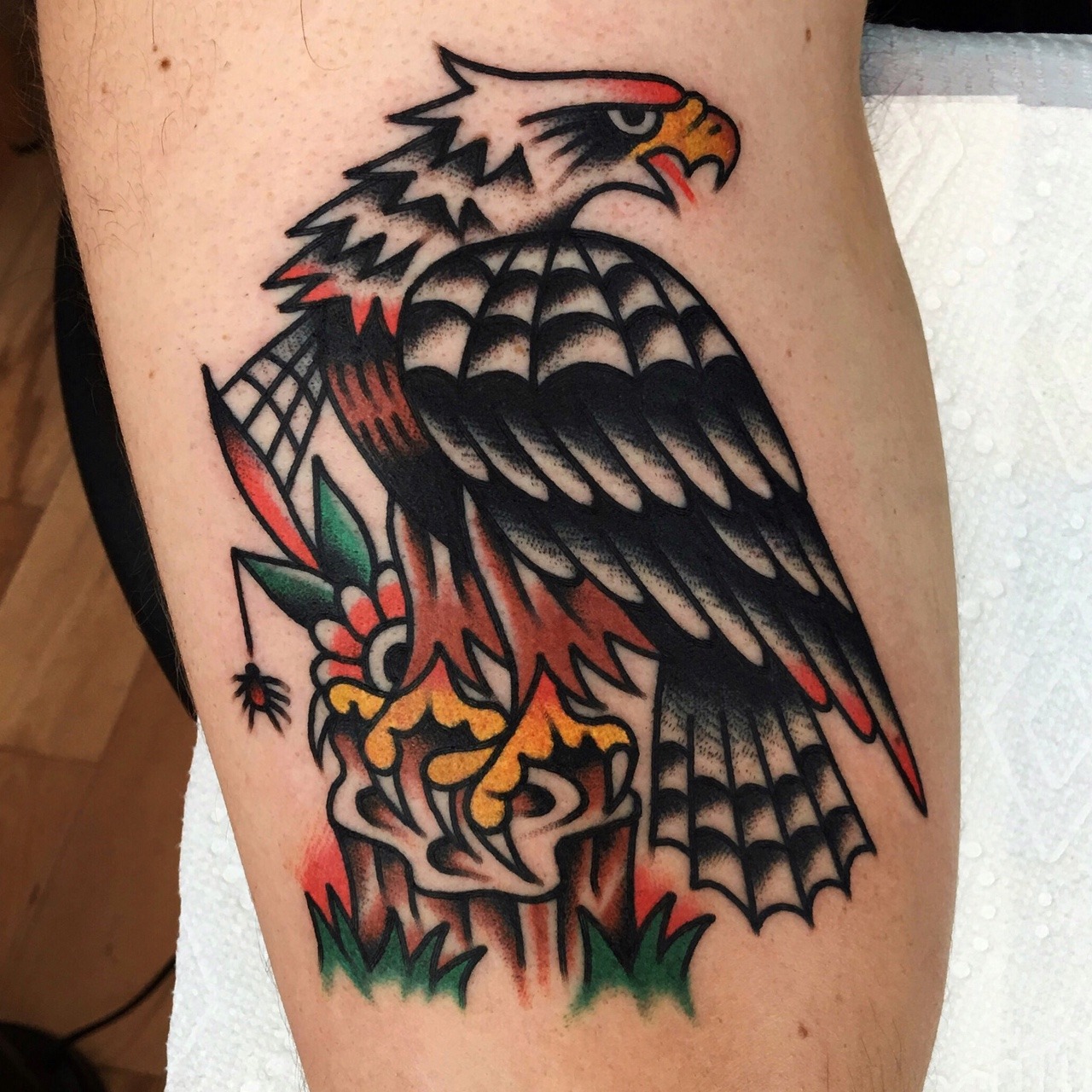 Griffin color traditional backpiece tattoo David Bruehl RedLetter1  TampaFL wwwdavidbrueh  Griffin tattoo Traditional eagle tattoo  American traditional tattoo